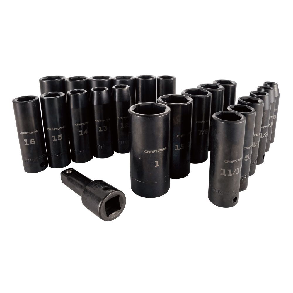 CRAFTSMAN 1/2-in Drive SAE/Metric Deep Impact Socket Set, 23pc, large image number 1
