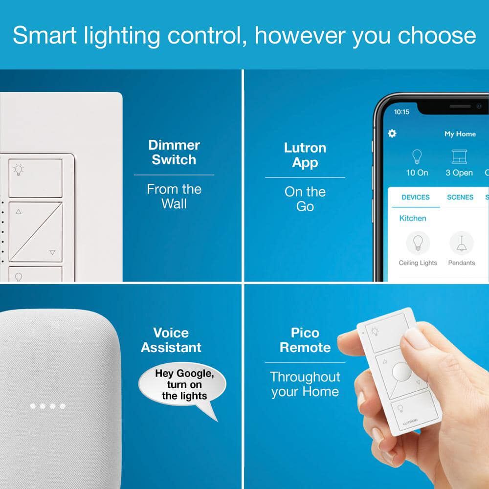 Lutron Caseta 120V 150W 1.25A Gloss White 3Way Dimmer Switch Starter Kit, large image number 3