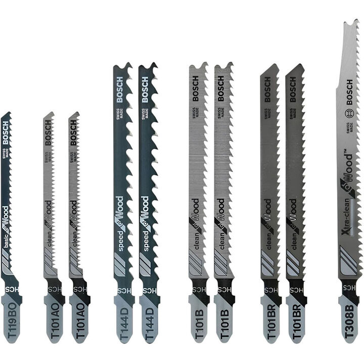 Bosch Jig Saw Blade Set 10pc T Shank for Extra Clean Wood Cutting