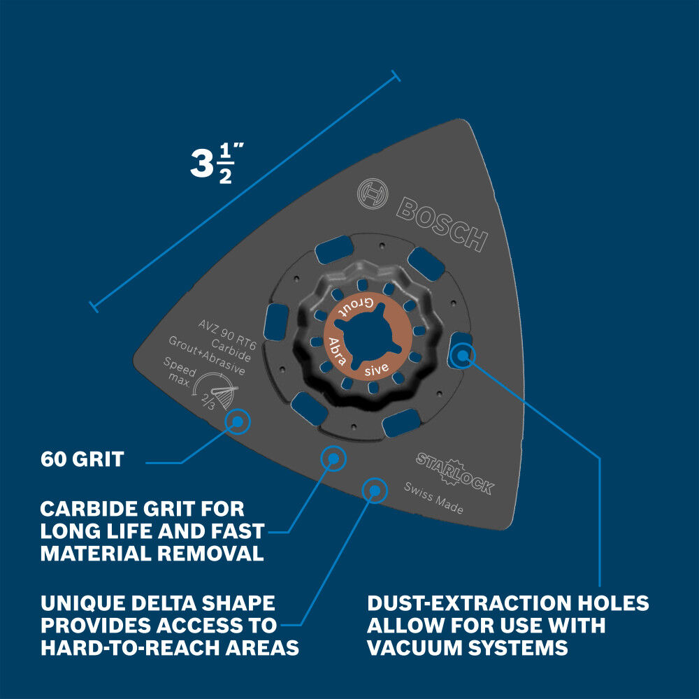 Bosch Starlock Oscillating Multi-Tool Carbide 60 Grit Delta Sanding Pad, large image number 2