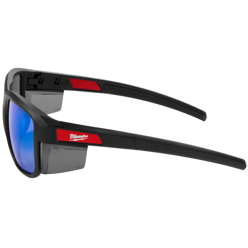 Milwaukee Full Frame Safety Glasses with Removable Side Shields Blue Mirrored Anti-Scratch Lenses, large image number 3