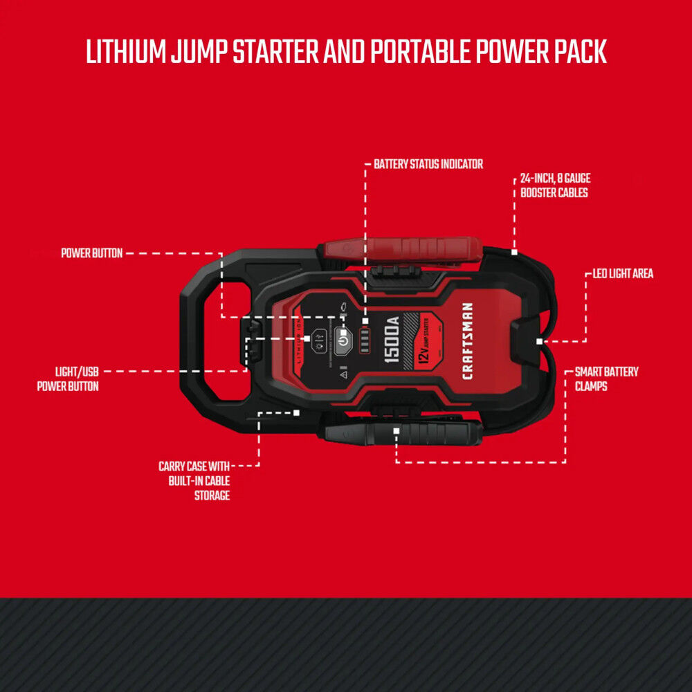 CRAFTSMAN 1500A 12V Lithium Jump Starter and Portable Power Pack, large image number 4