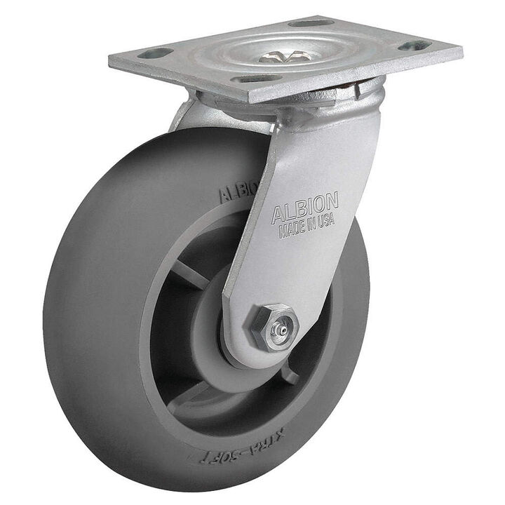 Albion Casters 6 Inch Diameter Rubber Wheel Swivel Standard Plate Caster, large image number 0