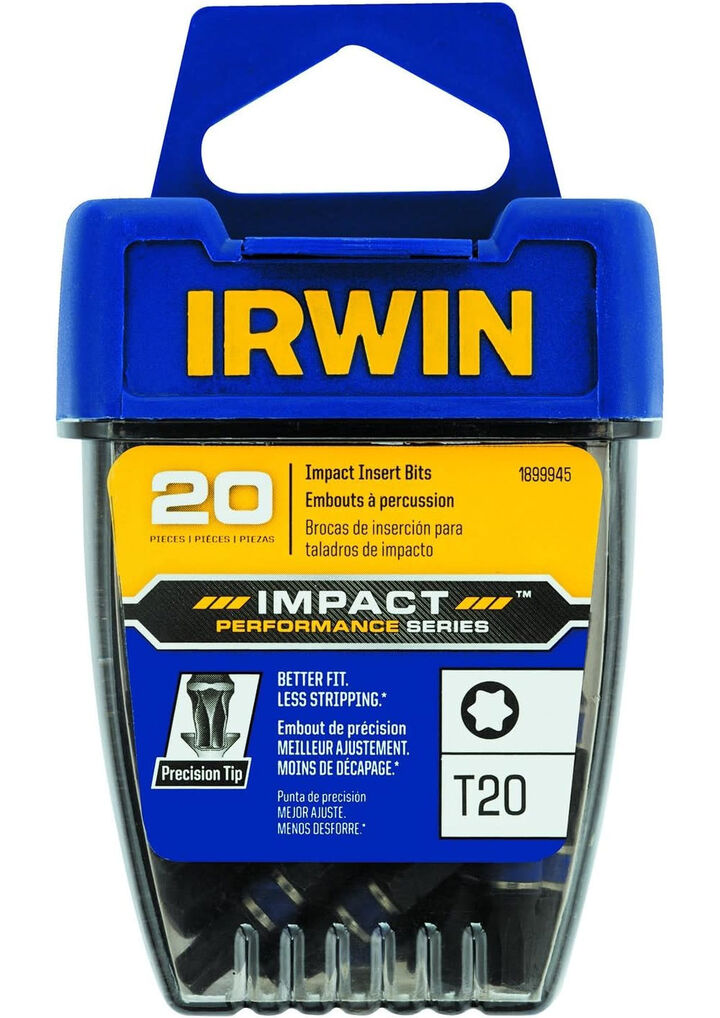 Irwin T20 Drive x 1 Inch Torx Point Impact Insert Bit 20 Pack