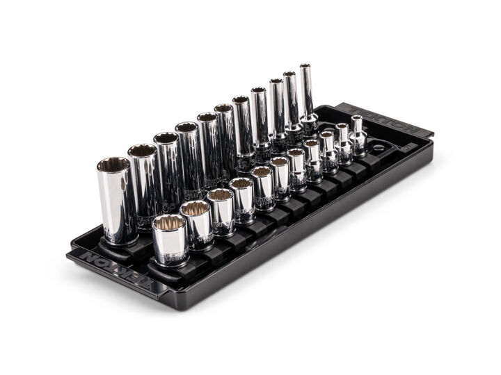 Tekton 1/4 Inch 12 Point Socket Set, 22 Pieces (5/32-9/16 Inch)