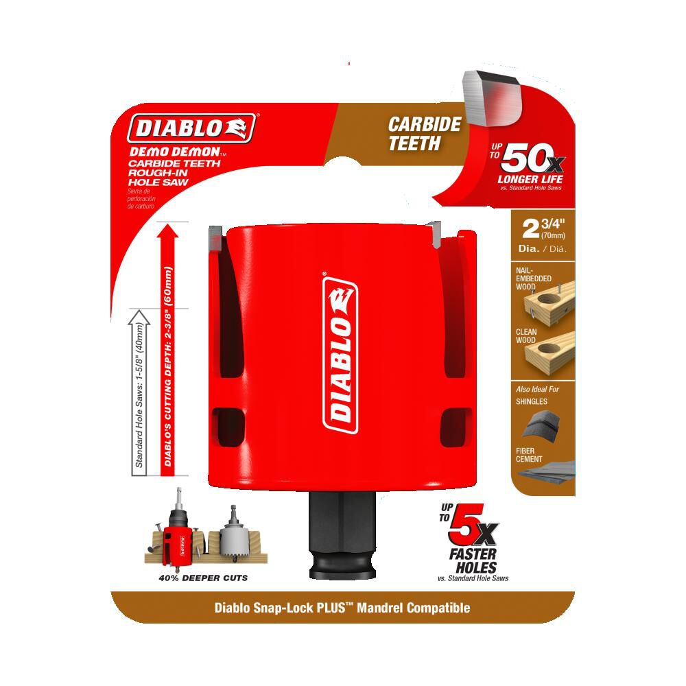 Diablo Tools 2-3/4in Demo Demon Carbide Teeth Rough-In Hole Saw, large image number 6