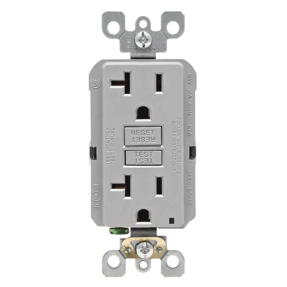 Leviton SmartlockPro GFCI Outlet 20A 125V Gray NEMA 5-20R, large image number 1