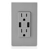 Leviton Decora 15A 125V Gray NEMA 5-15R Outlet & USB Charger, small image number 3