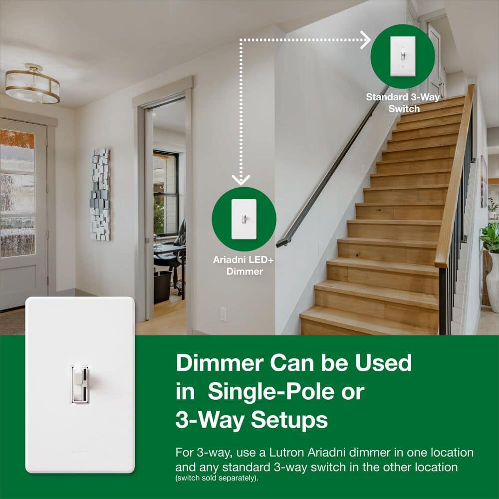 Lutron Toggler LED+ 120V 150W 1P Gloss Light Almond 3-Way Dimmer Switch, large image number 6