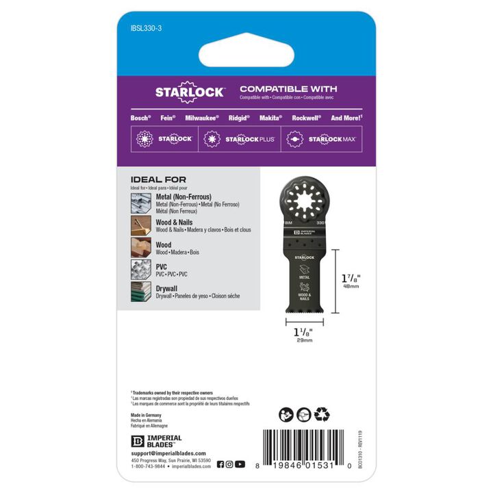 Imperial Blades Starlock 1 1/8in Standard Metal Blade 3pc, large image number 5