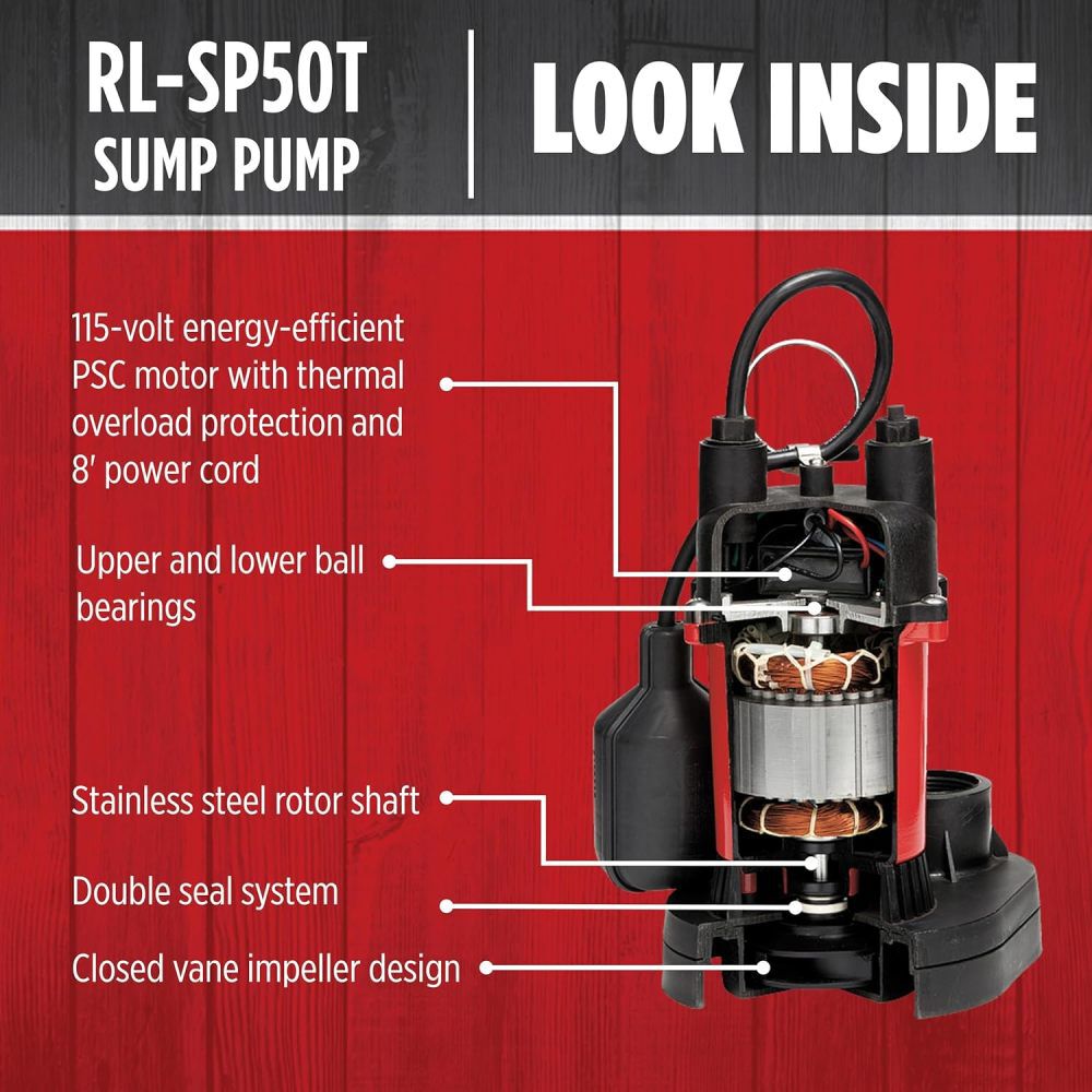 Red Lion 1/2HP 3600 GPH Sump Pump with Tethered Switch, large image number 4
