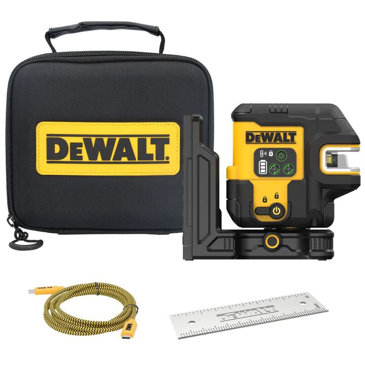 DEWALT USB Rechargeable Green 5 Spot & Cross Line Laser Base Kit