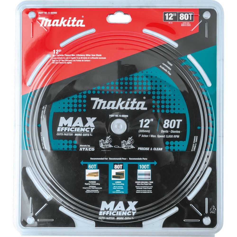 Makita 12in 80T Carbide-Tipped Max Efficiency Miter Saw Blade, large image number 7