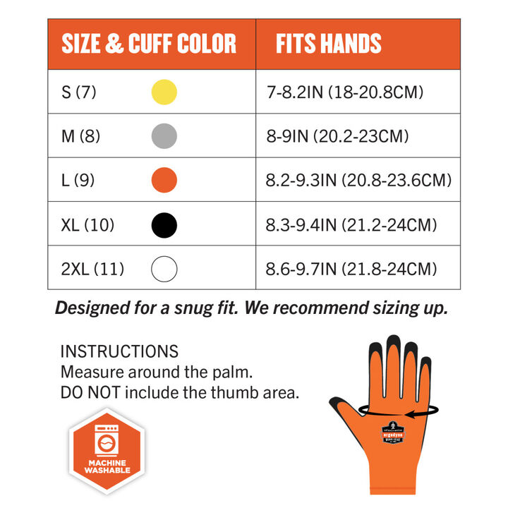 Ergodyne ANSI A5 Coated Waterproof Cut Resistant Gloves, Orange and Black, Large, large image number 7