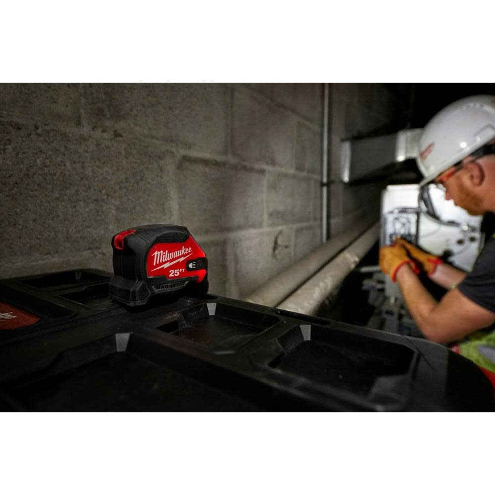 Milwaukee 25ft Wide Blade Magnetic Tape Measure with 100L Light, large image number 6
