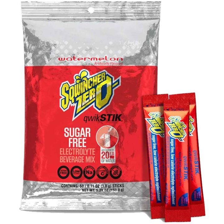Sqwincher Zero Qwik Stik Electrolytes Replacement Single Serve Watermelon Hydration Pack 50 Pieces