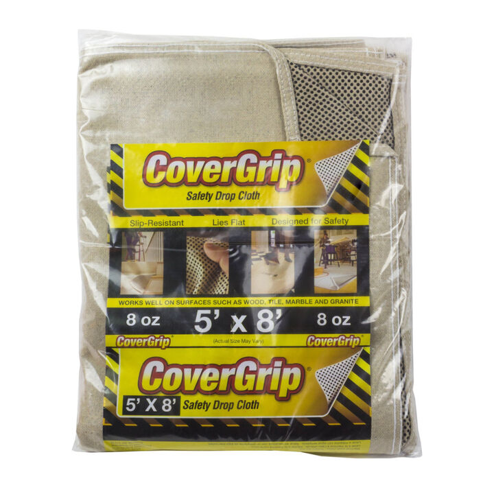 CoverGrip 5 Foot x 8 Foot 8 Ounce Slip Resistant Classic Safety Drop Cloth