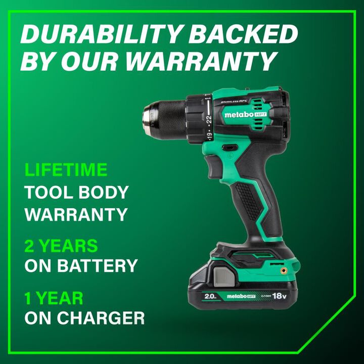 Metabo HPT 18V MultiVolt Cordless Brushless Hammer Drill Kit (2 x 2.0Ah), large image number 9