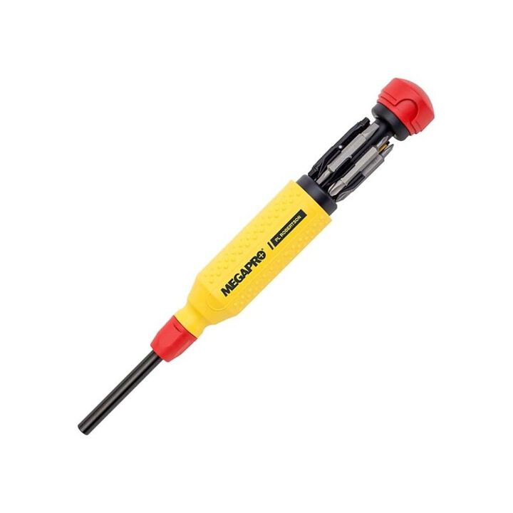 Megapro 8-1/2 Inch Yellow/Red Double-End Robertson 15-In-1 Bit Screwdriver