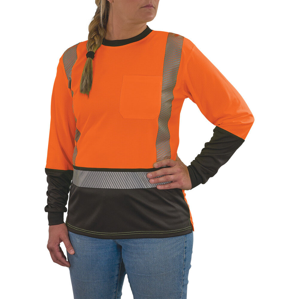 Ergodyne GloWear 8278BK Womens Performance Class 2 Long Sleeve Shirt Hi-Vis Orange XS, large image number 1