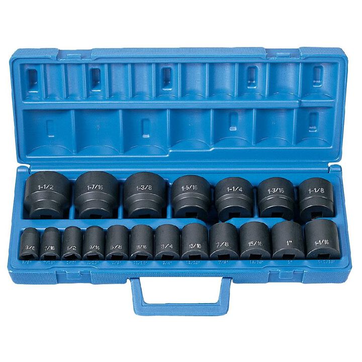 Grey Pneumatic 1/2in Drive 19 Pc. Standard Length Fractional Master Set, large image number 1