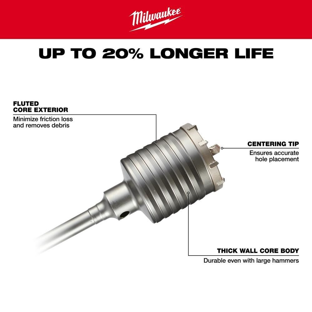 Milwaukee SDS-Max Core Bit Carbide Tipped 4inch x 11-3/8inch 1pc, large image number 4
