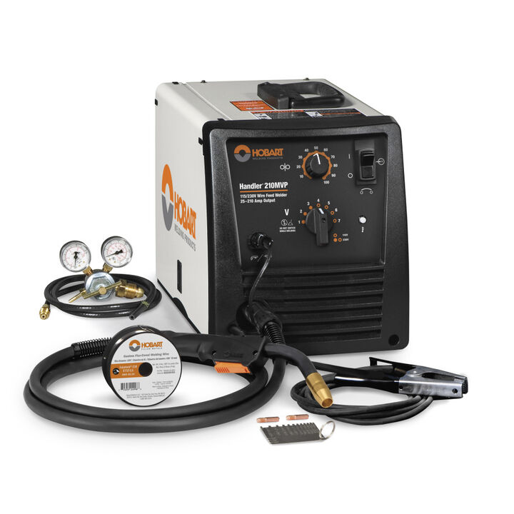 Hobart Handler 210MVP Flux-Core/MIG Welder with Multi-Voltage Plug & SpoolRunner 100 Spool Gun