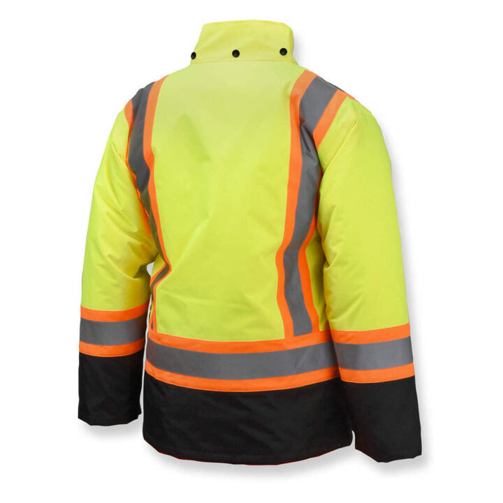 Radians Polyester Weatherproof Parka with Zip-Out Reversible Bomber Jacket, Hi-Viz Green, Medium, large image number 1