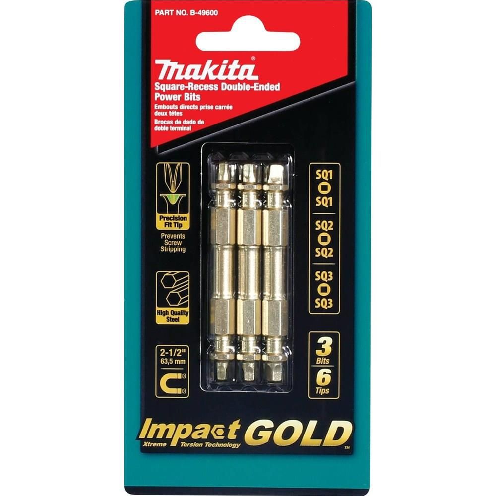 Makita Impact Gold (2-1/2 in.) Square Double-Ended Power Bit Set (3-Piece), large image number 2