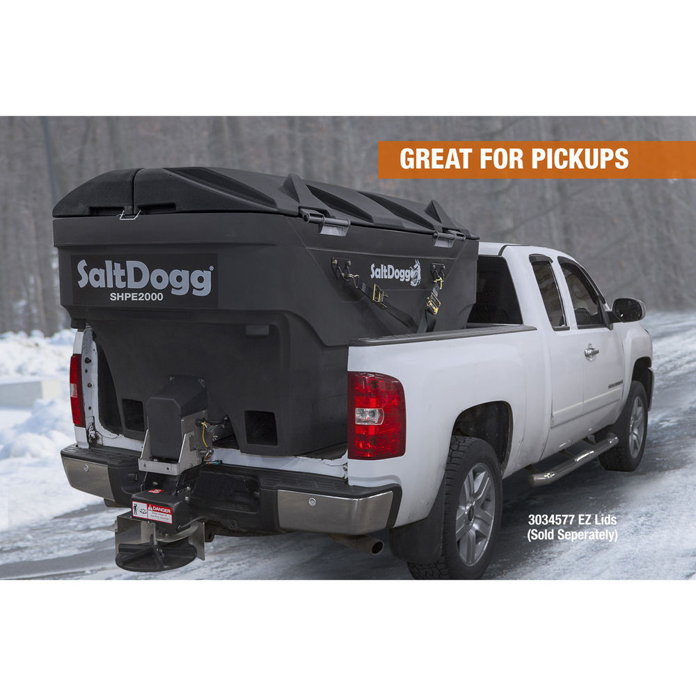 Buyers Products Company SaltDogg 2.0 Cubic Yard Electric Black Poly Hopper Spreader, large image number 4
