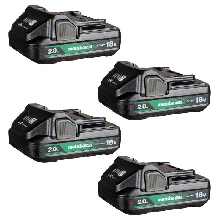 Metabo HPT 18 Volt 2.0Ah Lithium Ion Battery with Fuel Indicator, 4-Pack