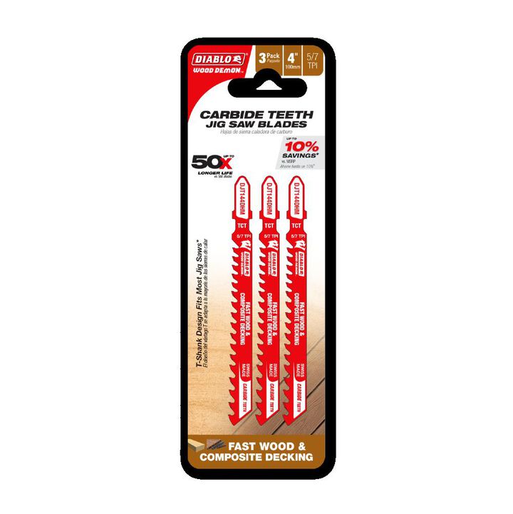 Diablo Tools 4 Inch 5/7 TPI Carbide Jig Saw Blade for Composite Decking 3 Pieces, large image number 1