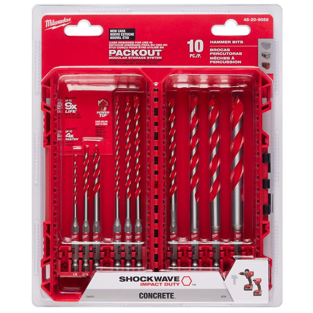 Milwaukee 10pc. SHOCKWAVE Impact Duty Carbide Hammer Drill Bit Kit, large image number 10