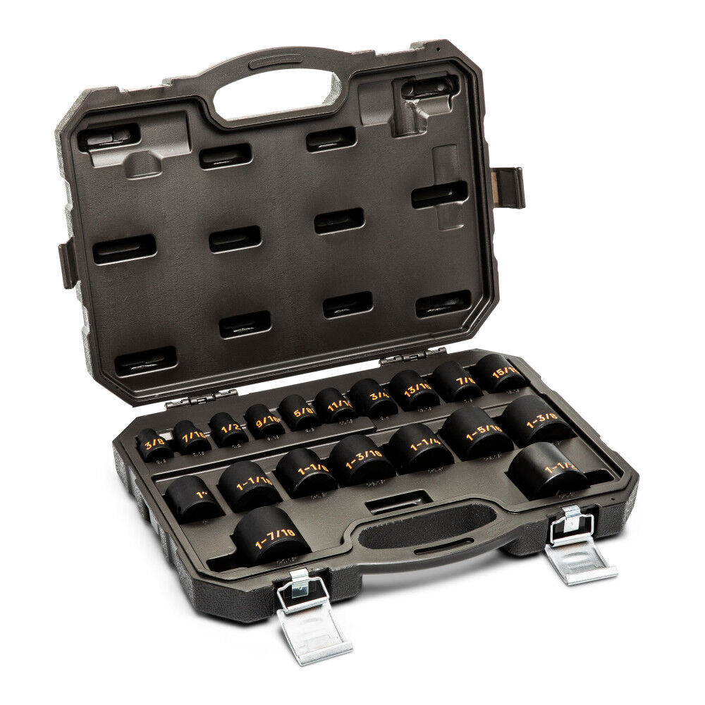 GEARWRENCH 1/2 Inch Drive 6 Point SAE Hi-Viz Impact Socket Set 19 Pieces, large image number 2
