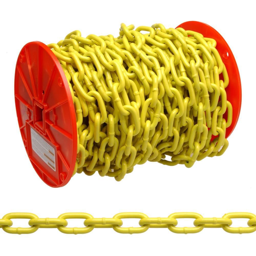 Campbell 1/4in Grade 30 Proof Coil Chain Yellow Polycoat 60' Per Reel, large image number 1