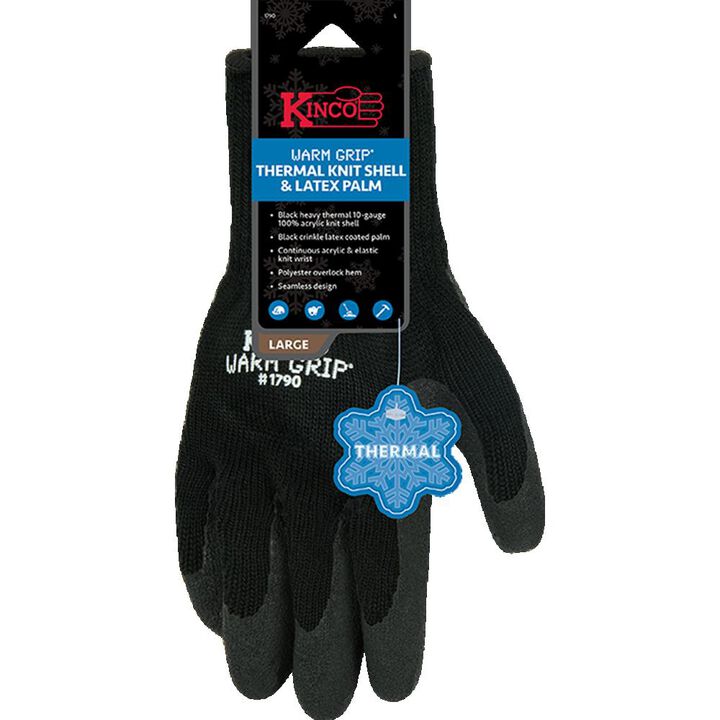 Kinco Black Acrylic Thermal Knit & Latex Palm Glove Medium, large image number 5