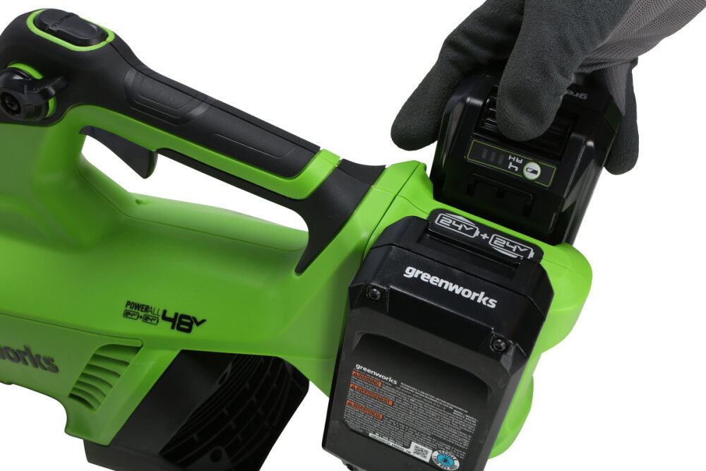 Greenworks 48V 585 CFM Leaf Blower with 4Ah Battery 2pk & Dual Charger Kit, large image number 3