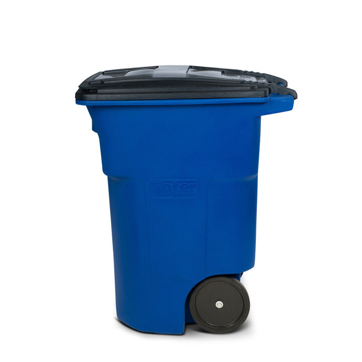 Toter 96 Gallon Trash Can with Smooth Wheels and Lid Blue, large image number 4