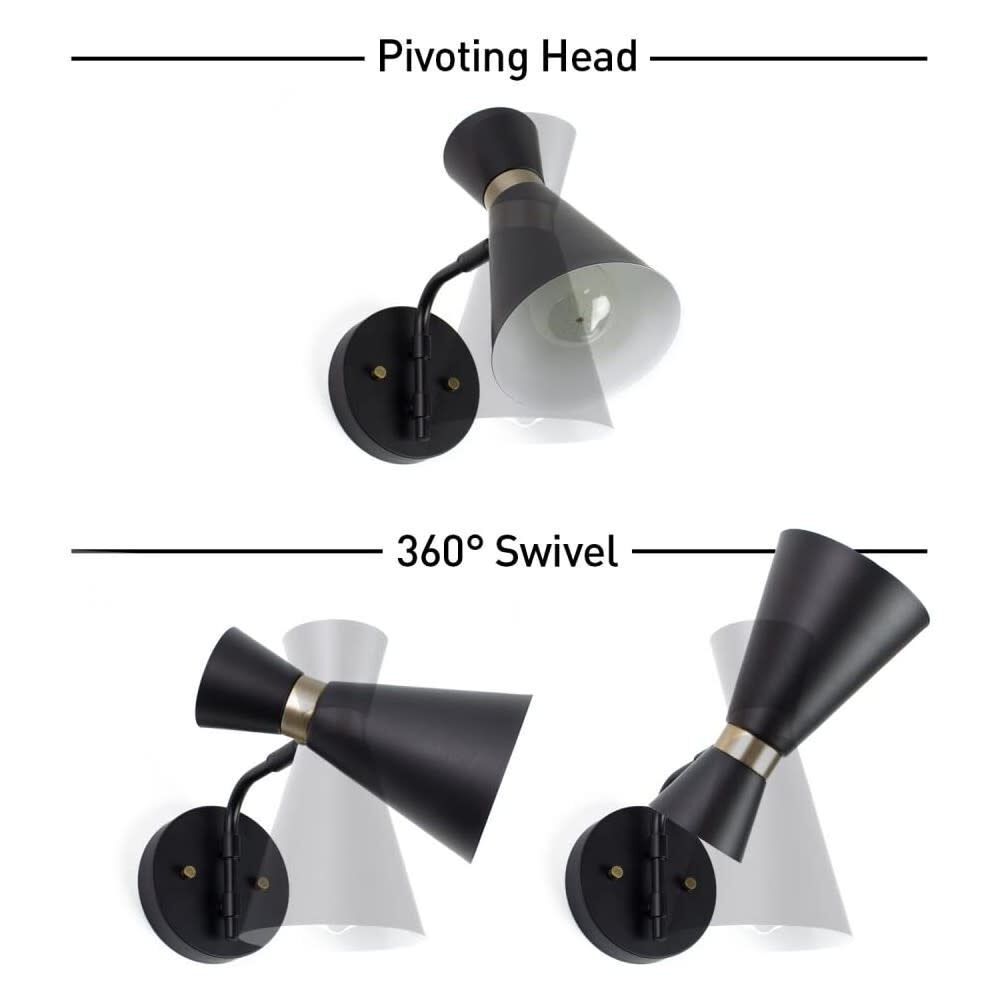 Globe Electric Belmont Wall Sconce Satin Black Hourglass 1 Light, large image number 2