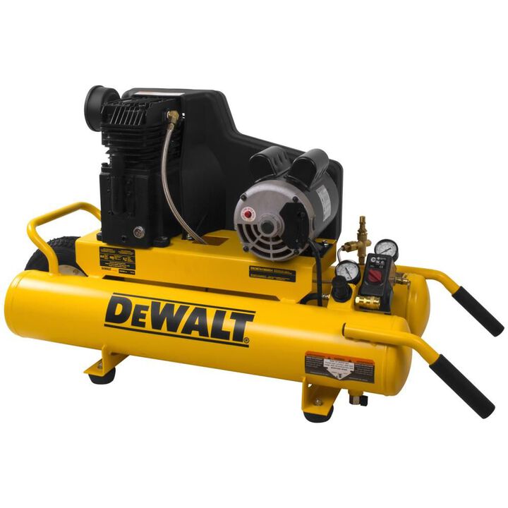 DEWALT 8 Gallon Portable 155 PSI Electric Twin Tank Wheelbarrow Air Compressor