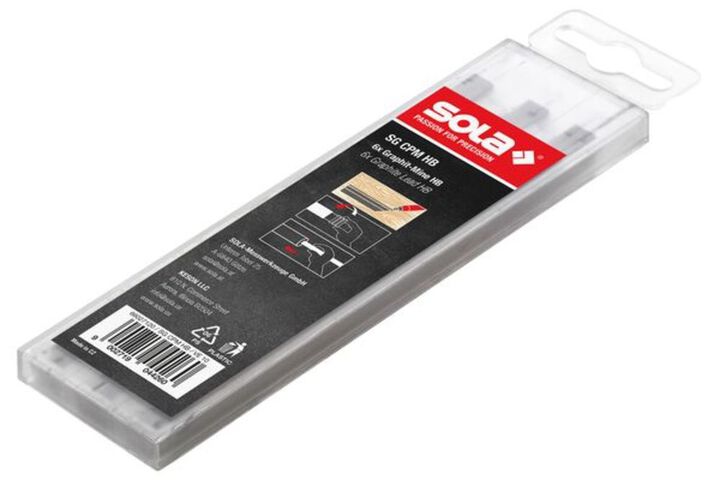 SOLA Lead Refill for SOLA CPM Mechanical Construction Pencil for Wood, Paper, and Cardboard, 6 Pieces