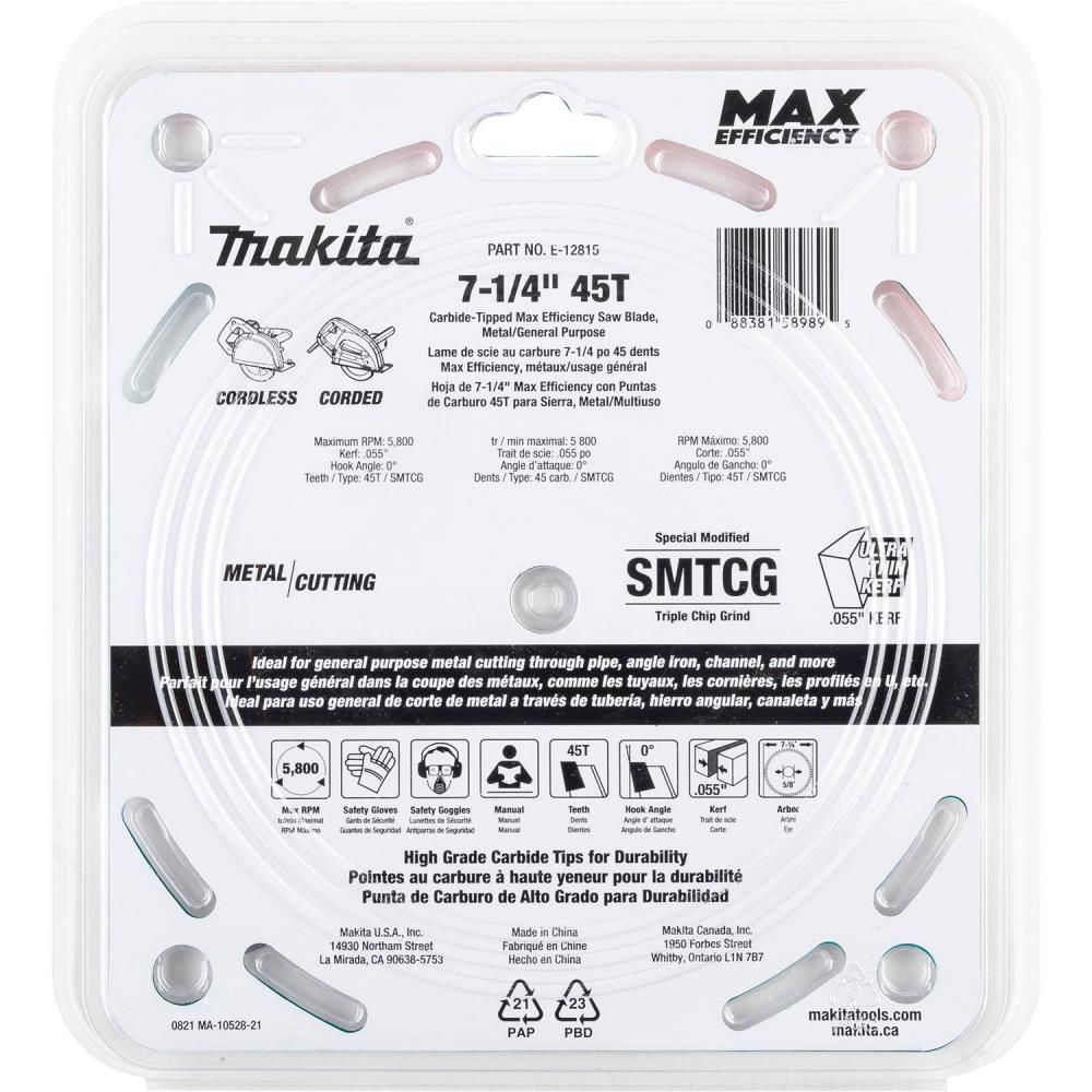 Makita 7 1/4in 45T Saw Blade Metal/General Purpose, large image number 3