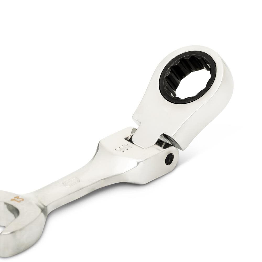 GEARWRENCH 13mm 90-Tooth 12 Point Stubby Flex Combination Ratcheting Wrench, large image number 4