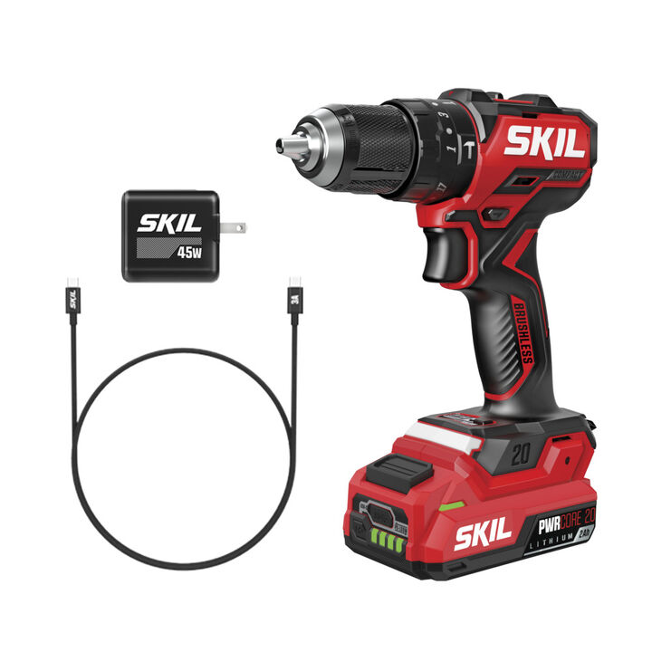 SKIL 20V 1/2 Inch Brushless Compact Hammer Drill Kit