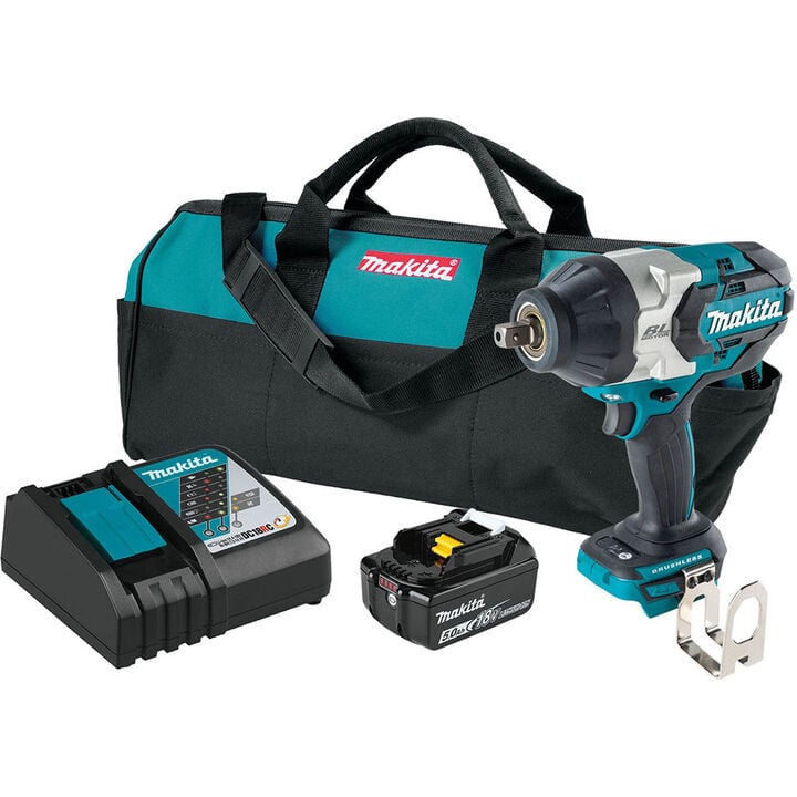 Makita 18V LXT 5Ah Cordless 3-Speed 1/2 Inch Sq. Drive Impact Wrench Kit with Detent Anvil