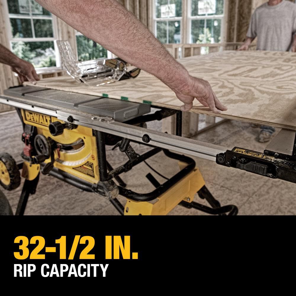 DEWALT 10in Jobsite Table Saw 32 1/2in Rip Capacity & Rolling Stand, large image number 3