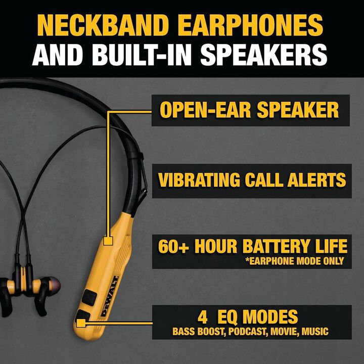 DEWALT Jobsite Pro Max 2-in-1 Bluetooth Headphone with Built-In Speakers, large image number 2