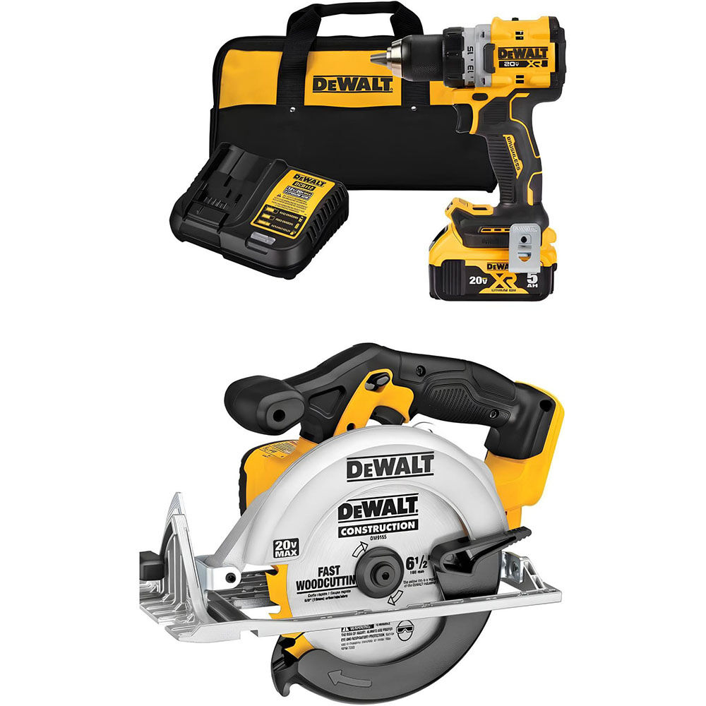 DEWALT 20V MAX Cordless Drill/Driver Kit and Circular Saw Bundle, large image number 1