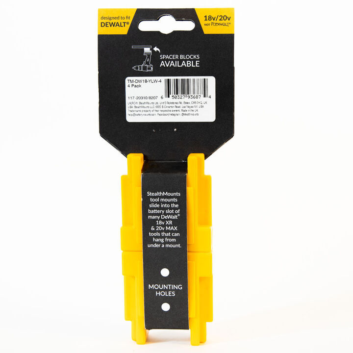 Stealthmounts Tool Mount DEWALT 18V 20V XR Tools Yellow 4pk, large image number 3