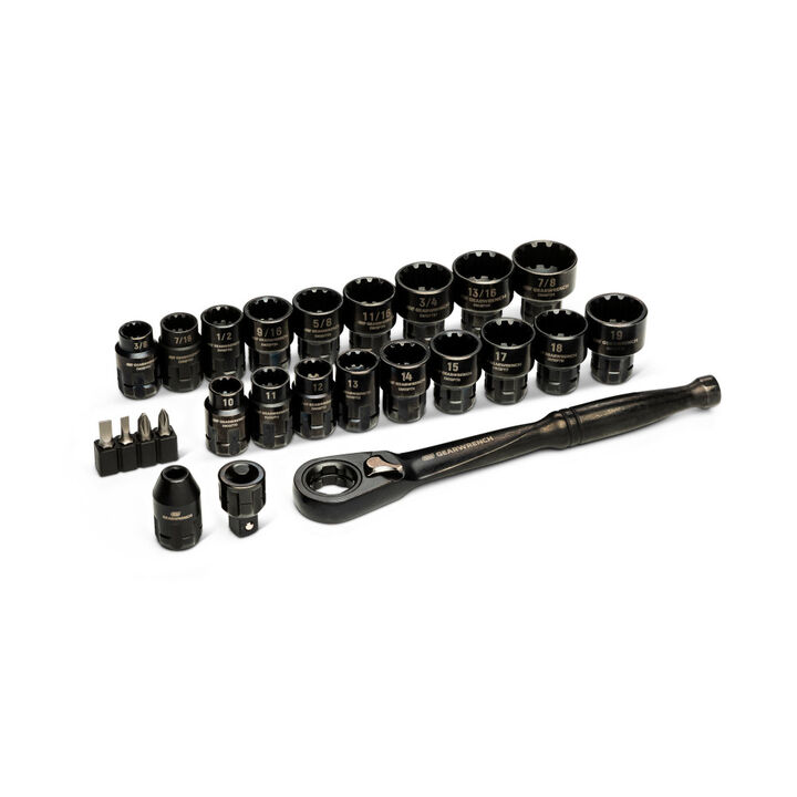 GEARWRENCH Pass-Thru Ratchet and Socket Set, 25 Pieces